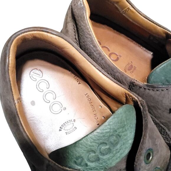 ECCO~ BROWN LEATHER LACE UP MOCS COMFORT SYSTEM SHOES MEN'S EU 45 11-11.5 US - Picture 7 of 13
